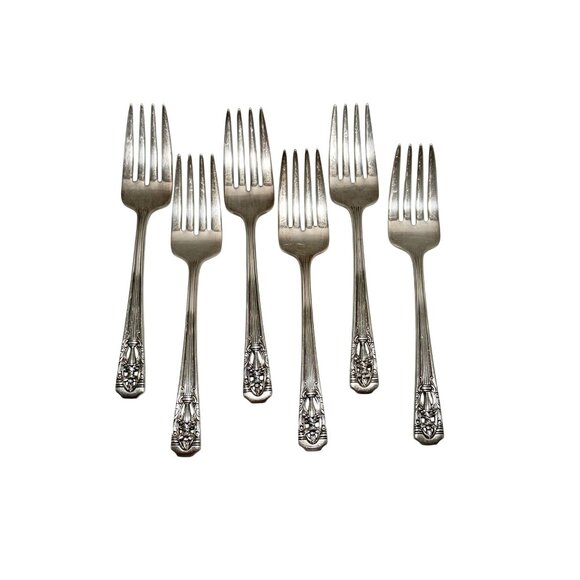 Wallace Silverplate Harmony House 6 CLASSIC FILIGREE 6-1/4" Salad Forks - Picture 1 of 4